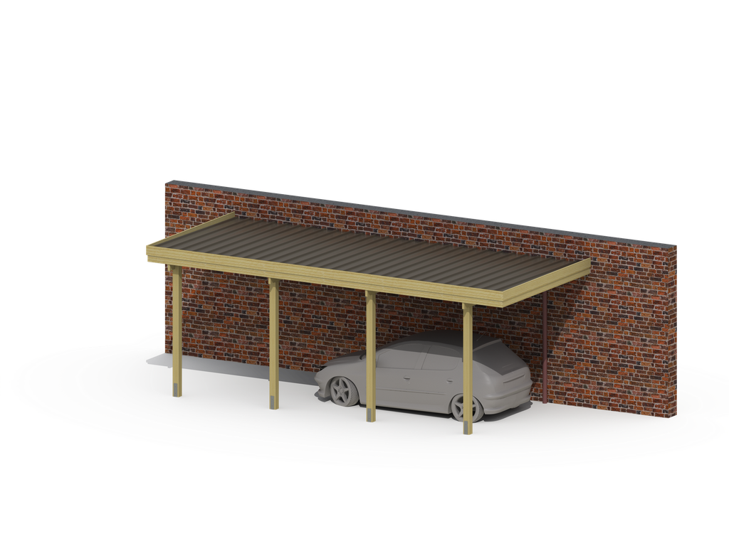 AANBOUW CARPORT 710X314CM STAALPLAAT + 2 LICHTSTRATEN