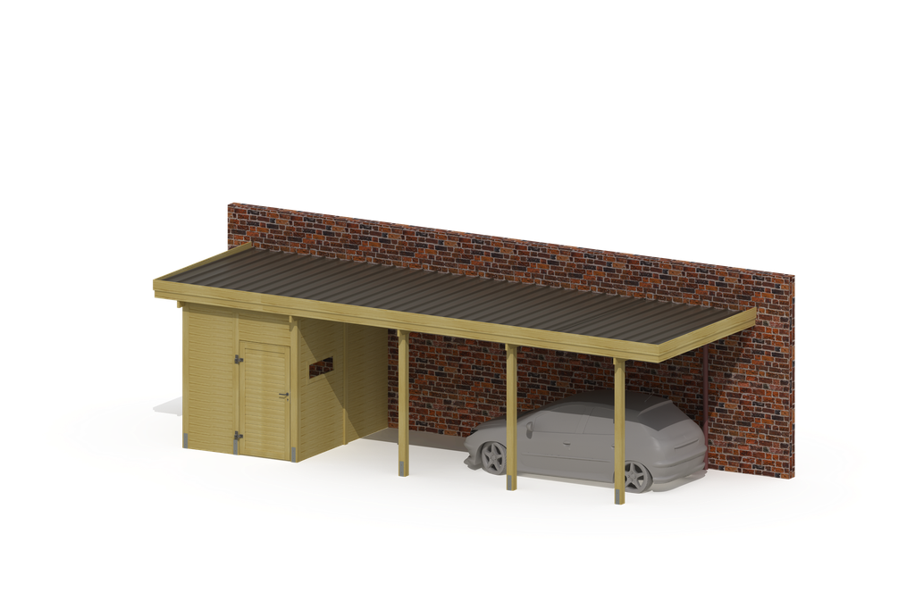 AANBOUW CARPORT MET BERGING 910X335CM - STAAL