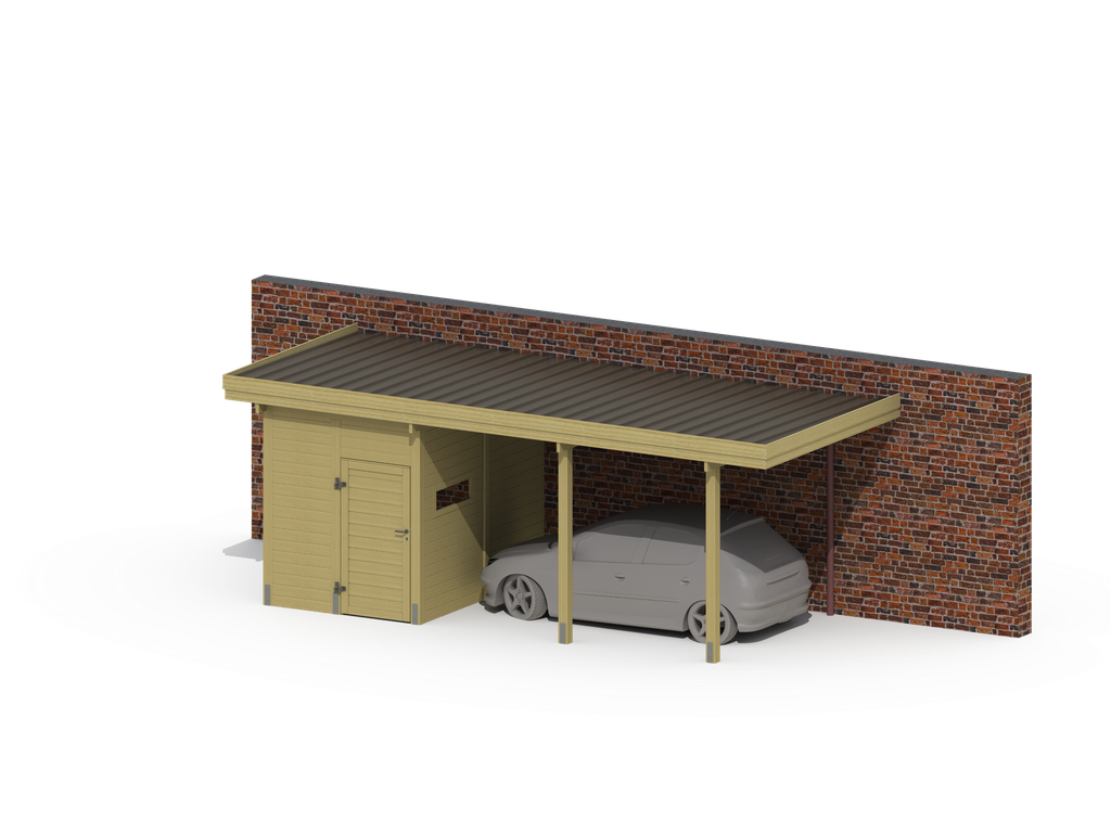 AANBOUW CARPORT MET BERGING 710X335CM - STAAL