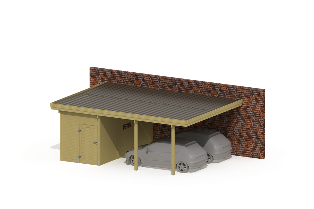 AANBOUW CARPORT MET BERGING 710X545CM