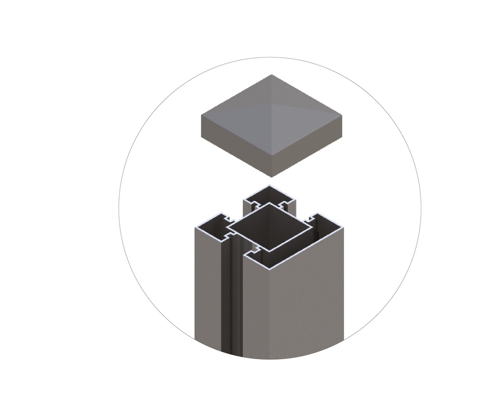POTEAUX EN ALUMINIUM POUR COMPOSITE INTERMEDIAIRE 270 X 7 X 7 CM (3 FENTES - CAPUCHON + 1 LATTE DE CALLAGE INCL.)