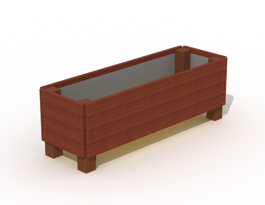 BAC A FLEURS PLANCHES HORIZONTALES BOIS TROPICAL 150X50X50CM