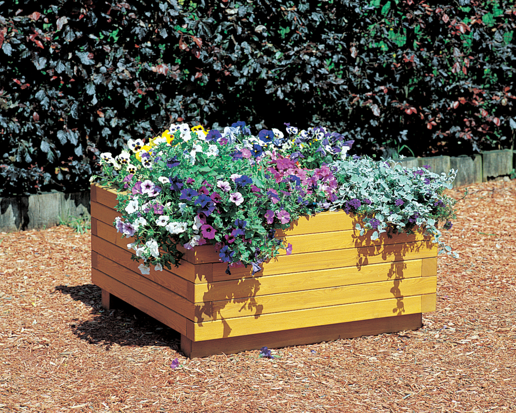 BAC A FLEURS EN POUTRES 100X100X46CM