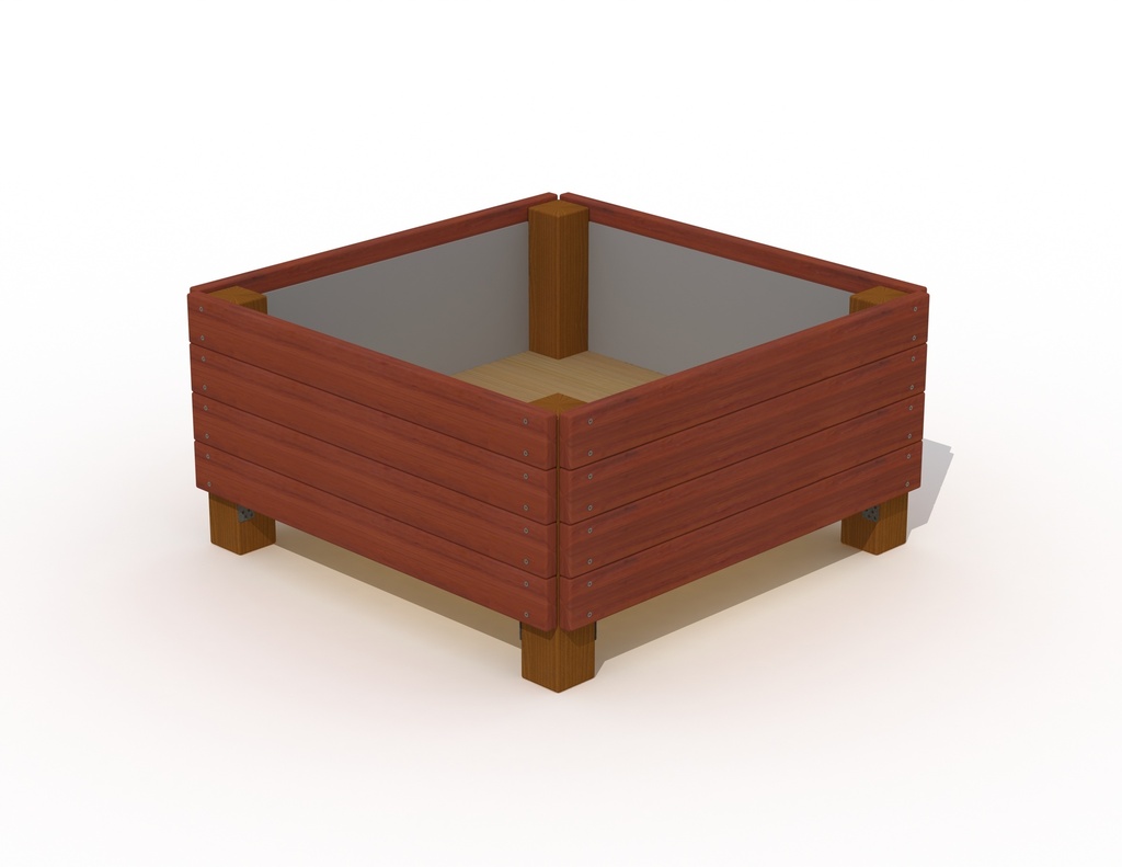 BAC A FLEURS PLANCHES HORIZONTALES BOIS TROPICAL 100X100X50CM