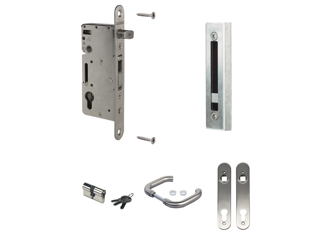 SERRURE ENCASTRÉE AVEC LOQUET EN INOX ET CYLINDRE