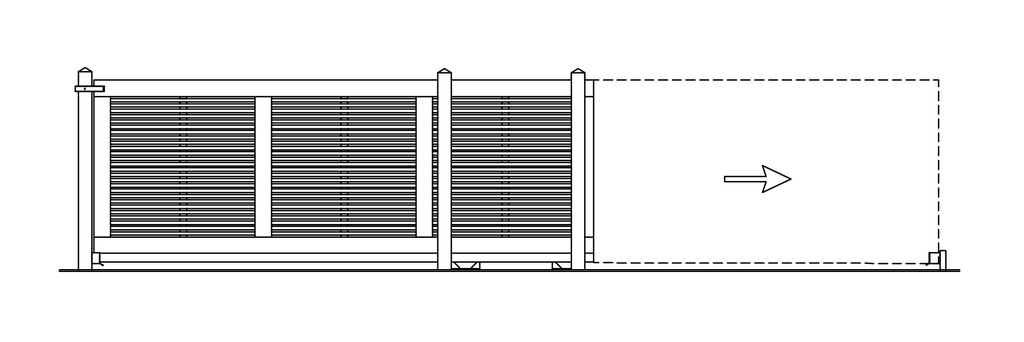 PORTAIL COULISSANT HORIZONTAL SKYLINE AUTOPORTANT 340/480 POTEAUX