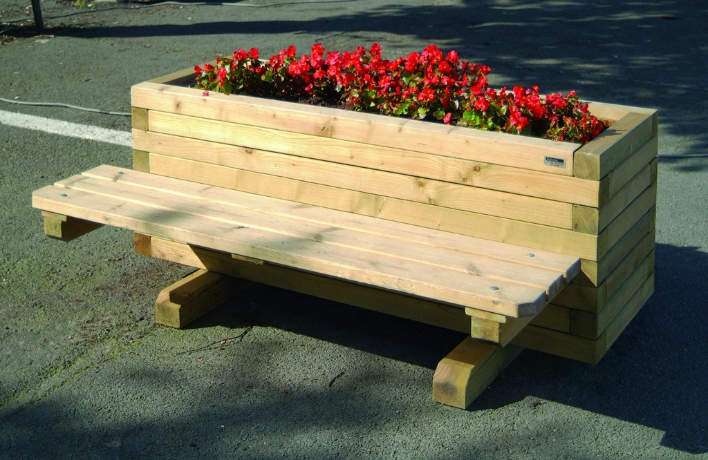 [P635A] BAC A FLEURS + 1 BANC INTEGRE 147X94X63