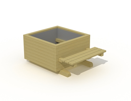 [P633A] BLOEMBAK + 1 AANGEBOUWDE ZITBANK 100X143X63