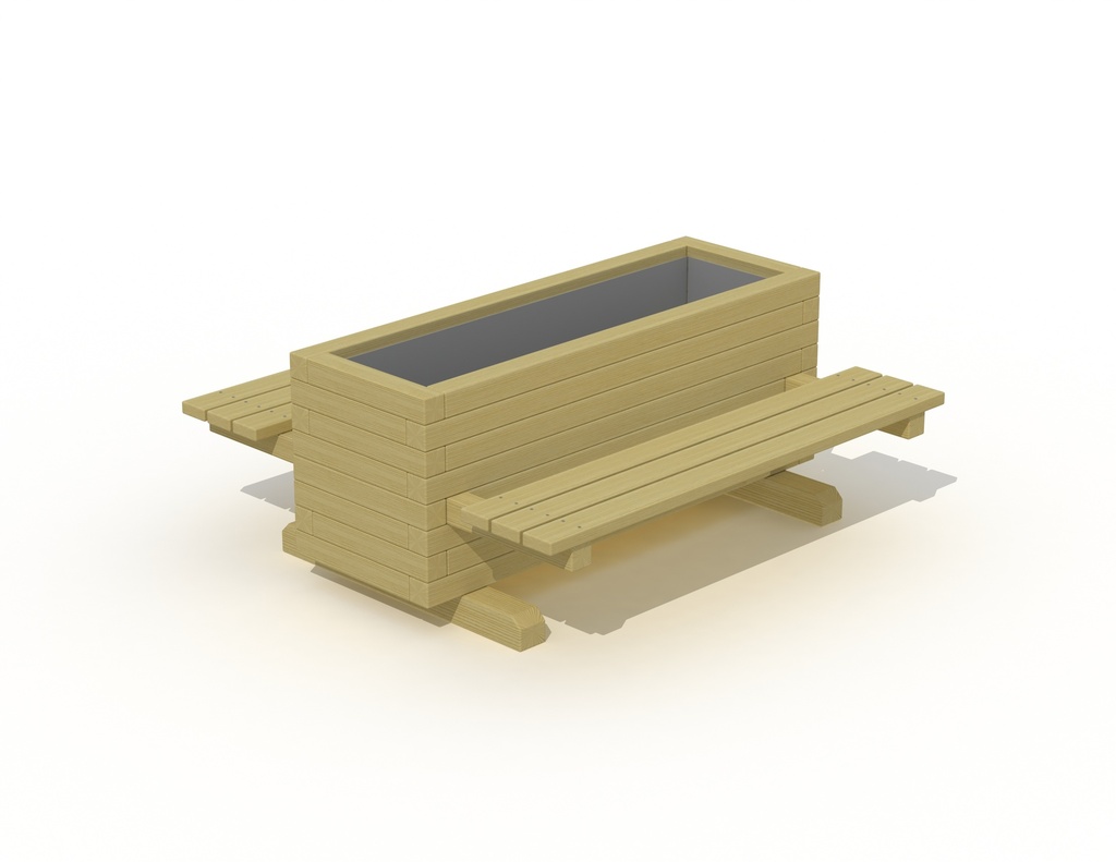 [P635B] BAC A FLEURS + 2 BANCS INTEGRES 147X138X63