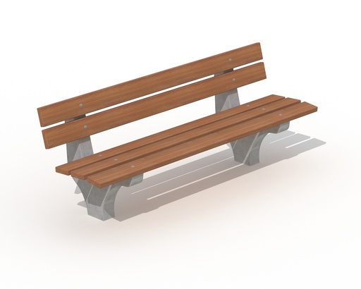 [P200A] BANC VARSOVIE AVEC PIED BETON 5 PLANCHES BOIS TROPICAL