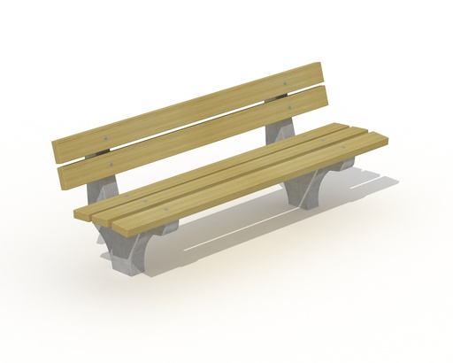 [P201A] BANC VARSOVIE AVEC PIED BETON 5 PLANCHES PIN DU NORD